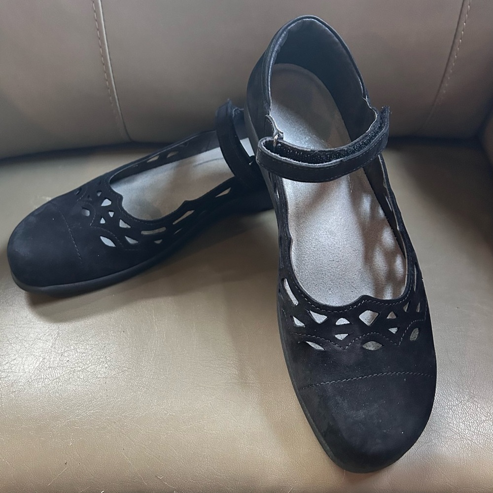 NAOT black suede leather Mary Jane ballet flat 38